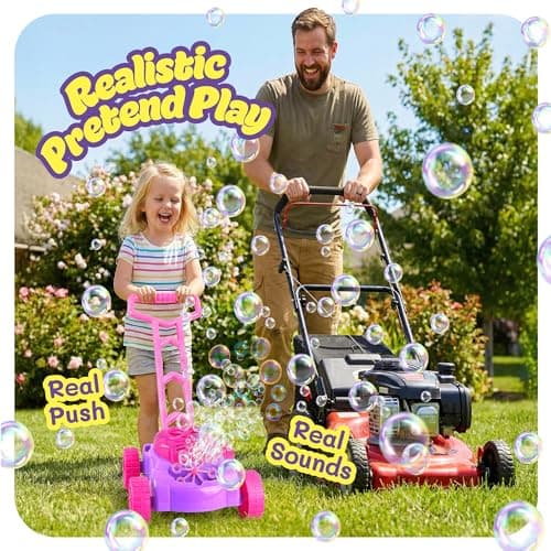 ArtCreativity Bubble Lawn Mower for Toddlers 1-3, Kids Bubble Machine for 1-Year-Old Girl Gifts, Summer Outdoor Push Gardening Toys for Kids Age 1 2 3+ Birthday Gifts for Preschool Girls