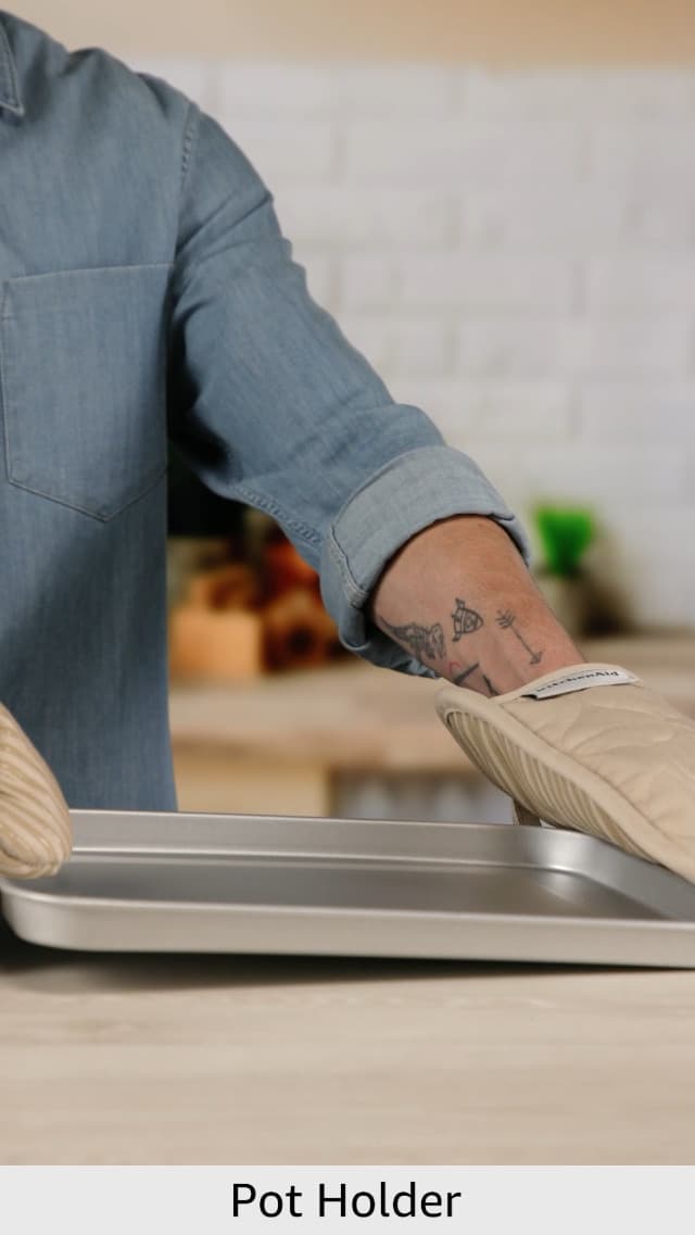 KITCHENAID Quilted Cotton Terry Cloth Oven Mitt, Pot Holder, Kitchen Towel 4-Pack Set, Heat Resistant, Silicone Grip, 16"x26", 7"x13" & 7"x10", Milkshake Tan B0BMKJFFP1