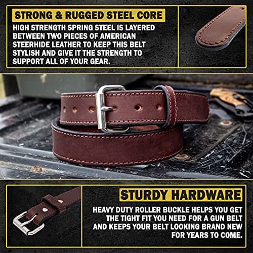 Relentless Tactical Ultimate Steel Core Gun Belt | Leather CCW Gun Belt w/Steel Core | Made in USA