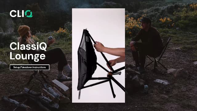 CLIQ ClassiQ 2.0 Camping Chair with Carry Bag - Portable Folding Chair & Bag for Outdoors - Reinforced 400 lb Capacity - Quick-Setup Travel Chair for Camping, Beach & Hiking - Ultimate Grey