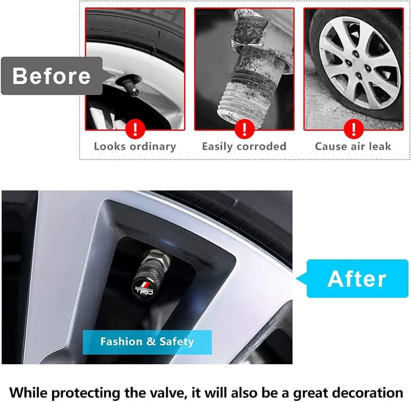 TACOMA Tire Valve Stem Cap Cover for Toyota TRD Sequoia Tundra 4Runner Trucks Belt O-Ring Seal Corrosion Resistant Tire Valve Stem Air Cap 4 Pack Black