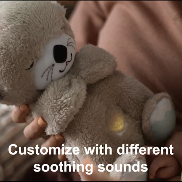 Fisher-Price Baby Toy Soothe 'n Snuggle Otter Portable Plush Sound Machine with Music Lights & Breathing Motion for Newborns 0+ Months