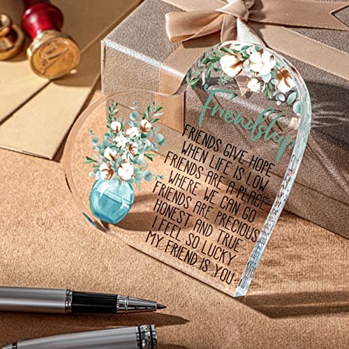 Spiareal Gift for Friend Friendship Women Friend Friendship Birthday Cheer up Gift Acrylic Heart Butterfly Keepsake Paperweight for Home Office Table Shelf(Classic)