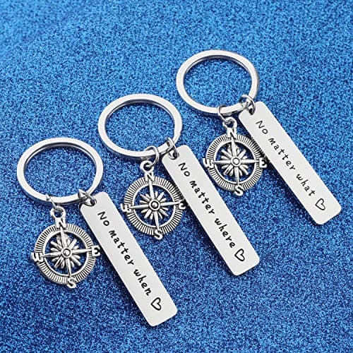 WUSUANED No Matter What Where When Compass Best Friend Keychain Set Long Distance Friendship Gift For Sister Best Friends