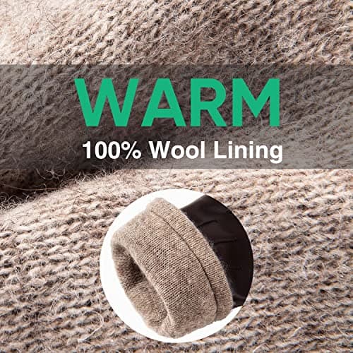 Alepo Winter PU Leather Gloves For Men, Warm Thermal Touchscreen Texting Typing Dress Driving Motorcycle Gloves Wool Lining