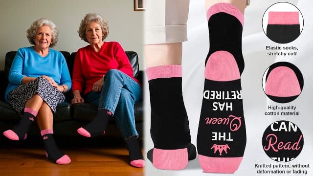 Juesly Retirement Gifts for Women, Funny Socks Retirement Gifts for Woman Box Ready for Present B0F128HDDQ