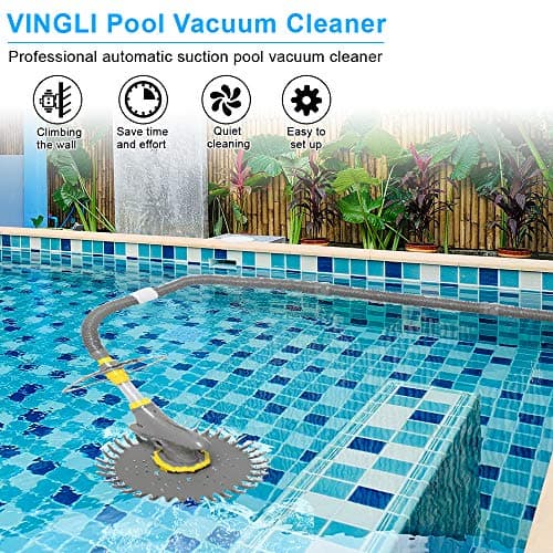 (2024 Upgrade) VINGLI Pool Vacuum Cleaner Automatic Sweeper Swimming Pool Creepy Vacuum (Grey)