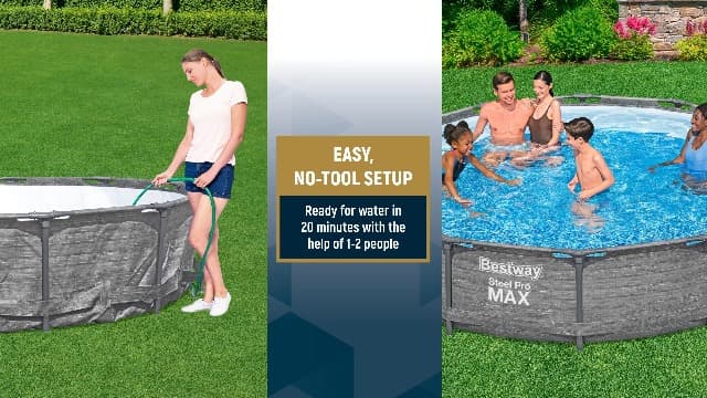 Bestway Steel Pro MAX 10' x 30" Above Ground Pool, Round Metal Frame Outdoor Swimming Pool Set with Filter Pump, Stacked Stone Print