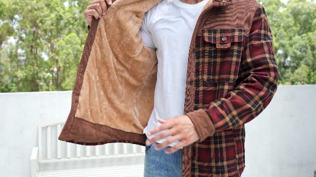 Gihuo Men's Long Sleeve Sherpa Lined Shirts Outdoor Warm Flannel Plaid Jacket Button Down Fleece Coats B0D8J55BZW