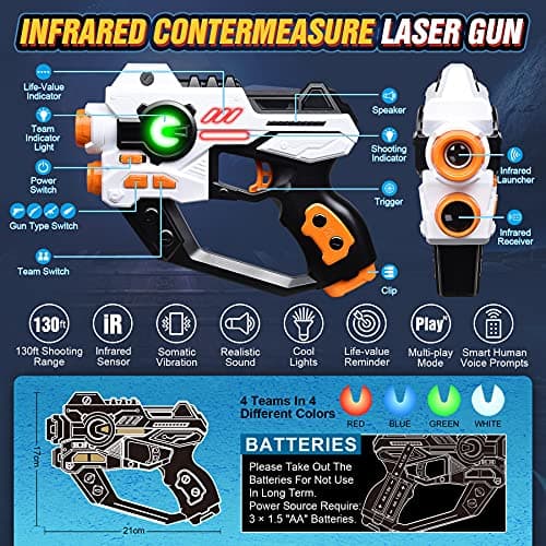Laser Tag, 2 Lazer Toy Gun of Projector with Digital LED Score Display, Gifts for Kids, Teens, Adults, Shooting Battle Games with 3 Targets, Birthday Gift Toys for 6 7 8 9 10 11 12+Year Old Boys Girls