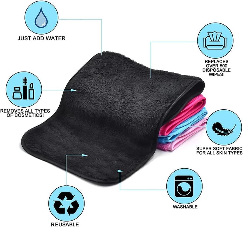 UWEME Makeup Remover Cloths 4 Count: Microfiber Reusable Fast Drying Washcloth, Face Towels for Women