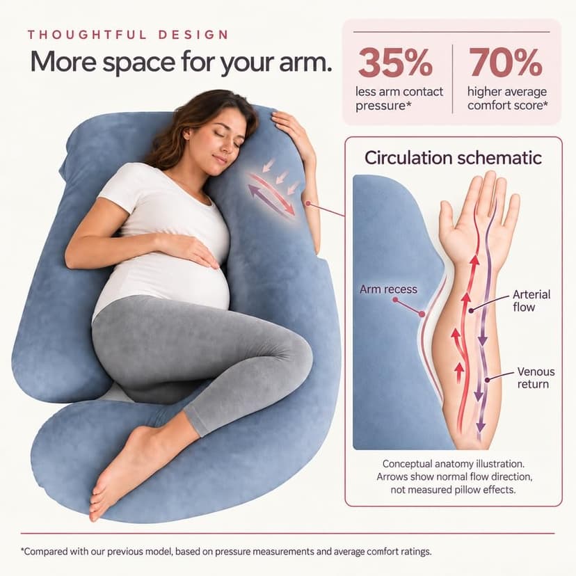 MOON PARK Pregnancy Pillows for Sleeping - U Shaped Full Body Maternity Pillow with Removable Cover - Support for Back, Legs, Belly, HIPS - 57 Inch Pregnancy Pillow for Women - Grey