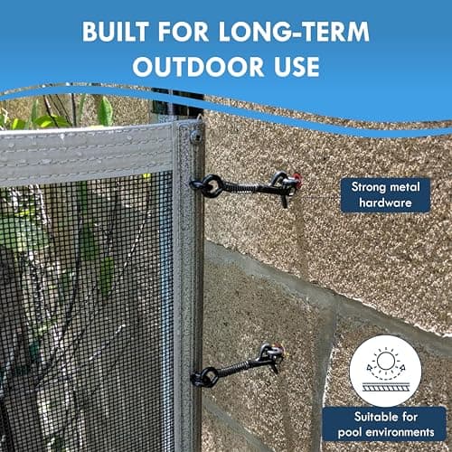 Pool Fence Wall Attachment Kit Black – for DIY Mesh Safety Fencing, Pool Fence, Brick, Block, Stucco, & Wood Walls - Fence Attachment Kit Includes Anchors, Eye Screws & Pool Fench Latches