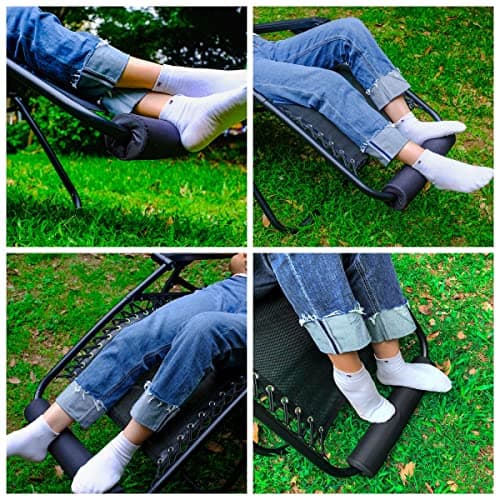 2 Pack Zero Gravity Chair Foot Rest, TOPJUM Footrest Cushion for Anti Gravity Folding Recliner, Footrest Padding for Patio Lawn Outdoor Chair, Lounge Accessory for Tall User (Black - Set of 2)
