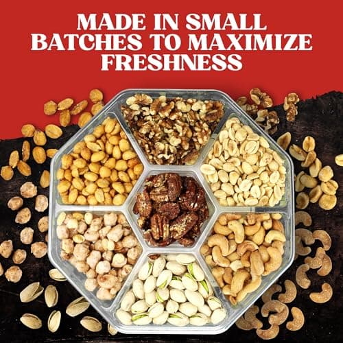 7 Sectional Platter With a Variety of Freshly Roasted Nuts, Beautifully Packaged Gift for Birthday Nuts Gift Basket B0CGVVR2H9