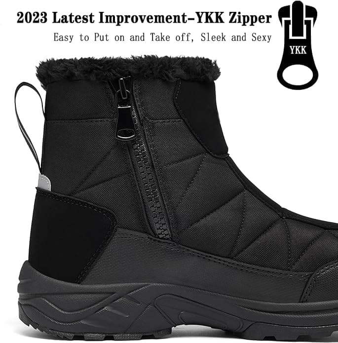 SILENTCARE Men's Warm Snow Boots, Fur Lined Waterproof Winter Shoes, Anti-Slip Lightweight Ankle Boot