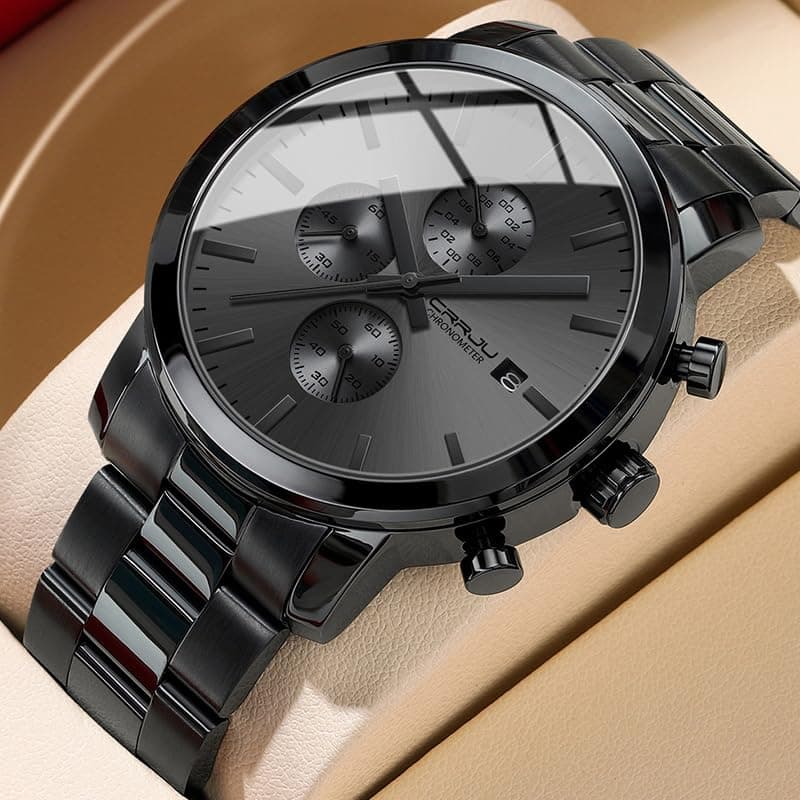 CRRJU Mens Stylish Casual Quartz Watches for Men Luxury Waterproof Calendar Chronograph Japan Movement Wristwatches