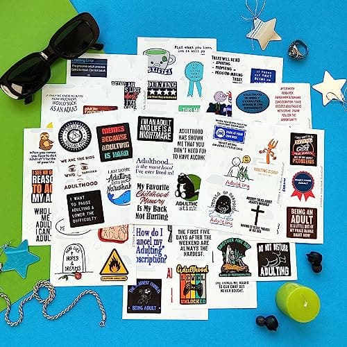 100Pcs Funny Adulting Stickers, Adulting is Hard Stickers, Funny Decals for Adults, Adult Reward Decals, Gifts for Women & Men B0C1S6BL2N