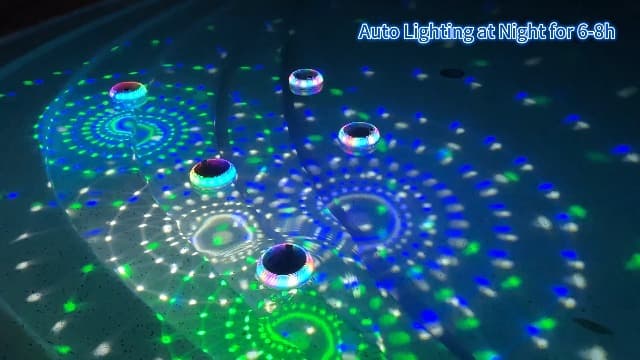Askyli Floating Pool Lights Solar with Remote, 7.6 Inch RGB Up and Down Color Changing Solar Pool Lights That Float with Dynamic Lighting Effects, Floating Light for Pools, Party, Decor(2)