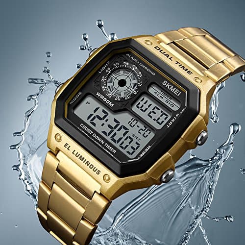 FANMIS Men's Luxury Digital Quartz Waterproof Wrist Watches Dual Time Countdown Alarm Stopwatch Backlight Multi-Function Watch