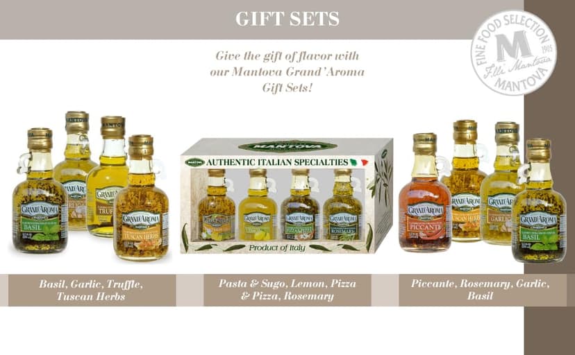 Mantova Grand’Aroma Flavored Extra Virgin Olive Oils, Variety Gift Set, made in Italy, cold-pressed, 100% natural, heart-healthy, for grilling, barbequing, smoking, and cooking, 8.5 oz B000AMXU1Y