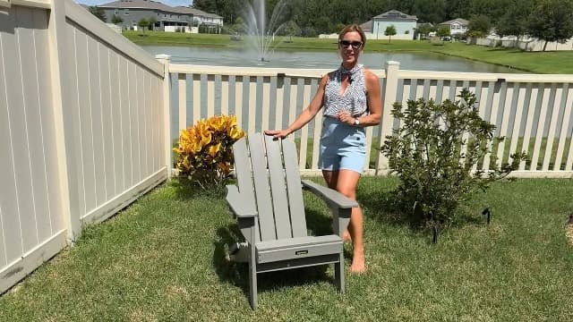 Folding Adirondack Chair, Wooden Textured Plastic Adirondack Chairs with 2 Cup Holder, Weather Resistant HDPE Fire Pit Chair, Outdoor Patio Chairs for Garden, Backyard, Lawn, Deck, 380LBS, Black
