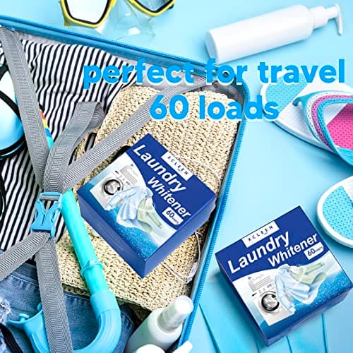 Xcleen Laundry Whitener Sheets 60 count, Chlorine Free, Fragrance Free Bleach for White Clothes, Safe for Use in All Washing Machines