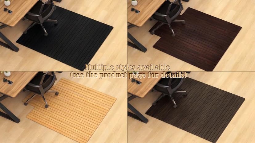 Leinuosen 36" x 48" Office Bamboo Chairmat for Carpet Floor Mat Highly Premium Quality Anti-Slip Office & Home Floor Protector Low Pile Carpet Chair Mat, 5mm Thick(Without Lip,Wood)