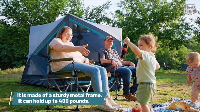 TIMBER RIDGE Aluminum Camping Directors Chair with Side Table Pocket, Portable Folding Chair, Heavy Duty Lawn Chair for Fishing Trip Picnic Concert Outdoor 400lbs, Navy