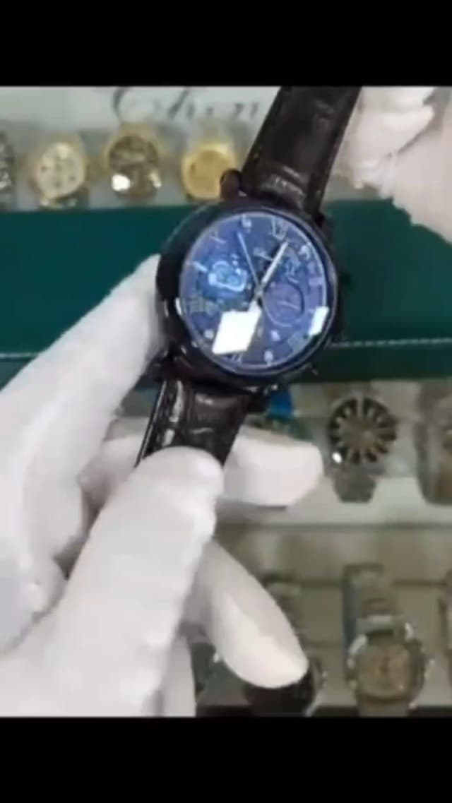 FANMIS Men's Classic Multifunctional Military Sports Analog Watch Business Dress Waterproof Luminous Chronograph Starry Sky Moon Phase Leather Wristwatch