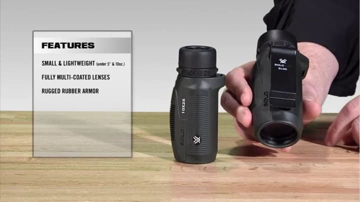 Vortex Optics Solo Monocular 10x25 - Adjustable Eyecup, Fully Multi-Coated Lenses, Rubber Armor, Non-Slip Grip, Fogproof, Waterproof - Unlimited, Unconditional Warranty