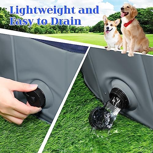 Foldable Dog Pool, Portable Pet Bath Tub and Kiddie Swimming Pool, Collapsible Bathtub for Puppies, Small, Medium and Large Dogs, Cats and Kids, 32 x 8 in, Gray