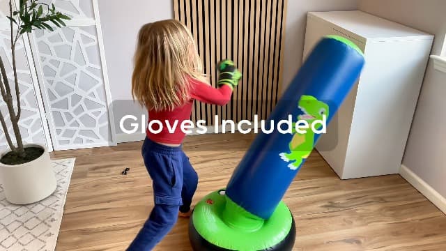 QPAU Inflatable Punching Bag, 48 Inch Stable Inflatable Boxing Bag for 3-6 Kids,Dinosaur Toy & Gifts for Boys and Girls, Kids Boxing Set for Practicing Karate, Taekwondo B0BKPM69F8