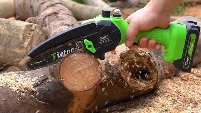Tietoc Mini Chainsaw 6-Inch with 2 Batteries, Electric Saw, Stocking Stuffers Christmas Birthday Gifts Present for Men Dad Husband Gardener Adults, Cool Gadgets 2025