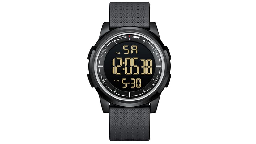 GOLDEN HOUR Ultra-Thin Minimalist Sports Waterproof Digital Watches Men with Wide-Angle Display Rubber Strap Wrist Watch for Men Women