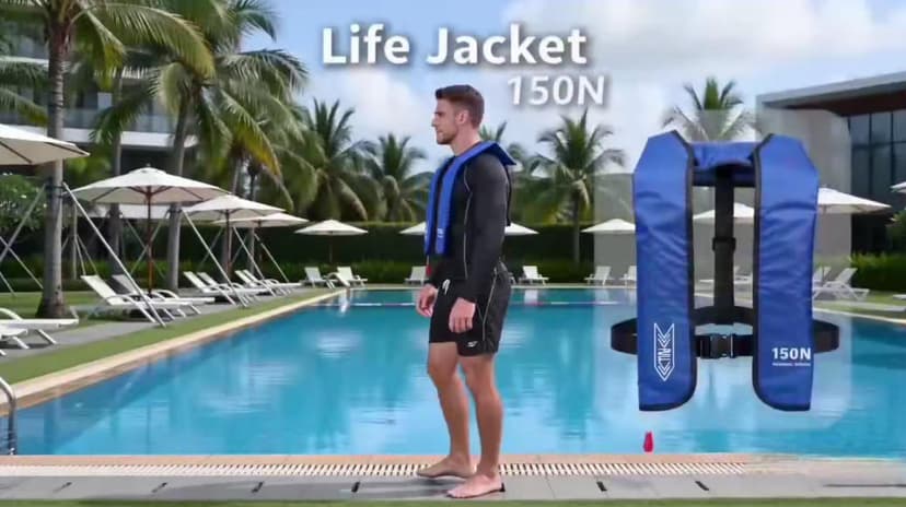 Automatic Inflatable Life Jacket | Low Profile PFD for Adults | Compact Design Self Inflating Life Vest | Supports up to 330 lbs