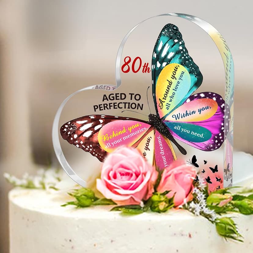 80th Birthday Gifts for Women Her, Acrylic Heart Sign Birthday Decorations Presents, 80 Year Old Bday Gifts for Mom, Aunt, Grandma, Sister, Best Friends, Wife, Her