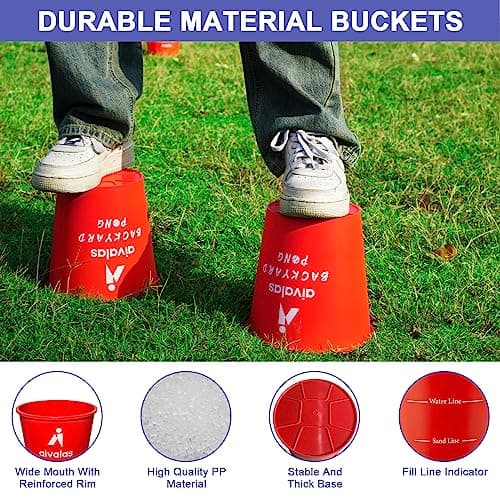 Aivalas Yard Pong Outdoor Games, Giant Yard Games Set with 12 Buckets and Balls for Adults and Family, Toss Game Throwing Games for Beach, Camping, Lawn and Backyard