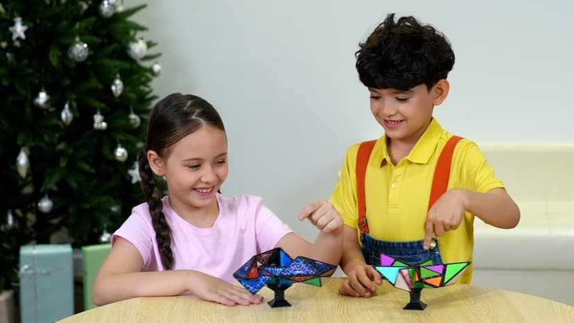 TOSY Magnet Pyramid Glow - 1 Cube Transforms into 1 Billion Shapes, 15 pcs (12 Puzzle pcs & 3 Accessories), 243 Magnets, Glowing, Christmas Stocking Stuffers Gift for Kids, Creative Puzzle STEM Toy