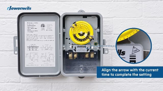 DEWENWILS 24-Hour Mechanical Timer Switch - 120VAC SPST, 2HP 40A, Metal Enclosure, Heavy Duty, Manual Override, Ideal for Pool Pump, Water Heater, Lights and Fans, Weatherproof, ETL Listed, Gray