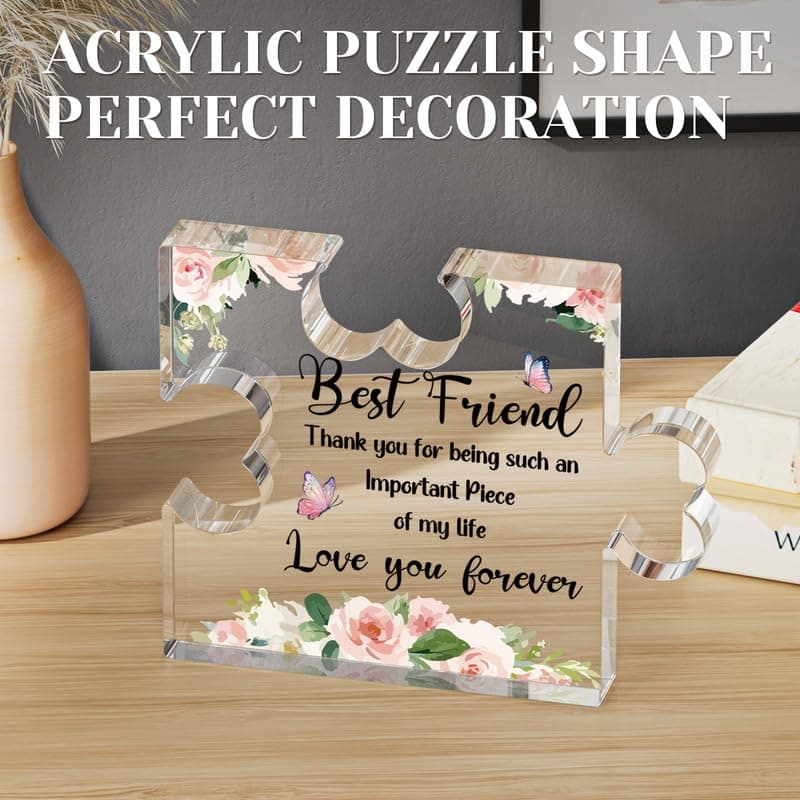 Best Friend Birthday Gifts, Friend Gifts for Long Distance, Friend Birthday Gifts for Women, Acrylic Puzzle Plaque Gifts for Friend on Mothers Day -2.8 * 3.3in