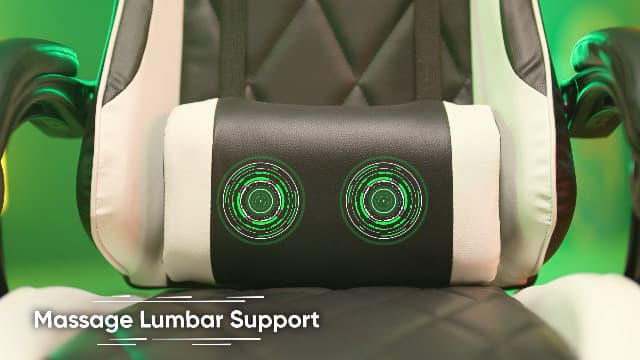 Shahoo Gaming Chair with Footrest and Massage Lumbar Support, Ergonomic Office Computer Seat Height Adjustable with Headrest, Pink