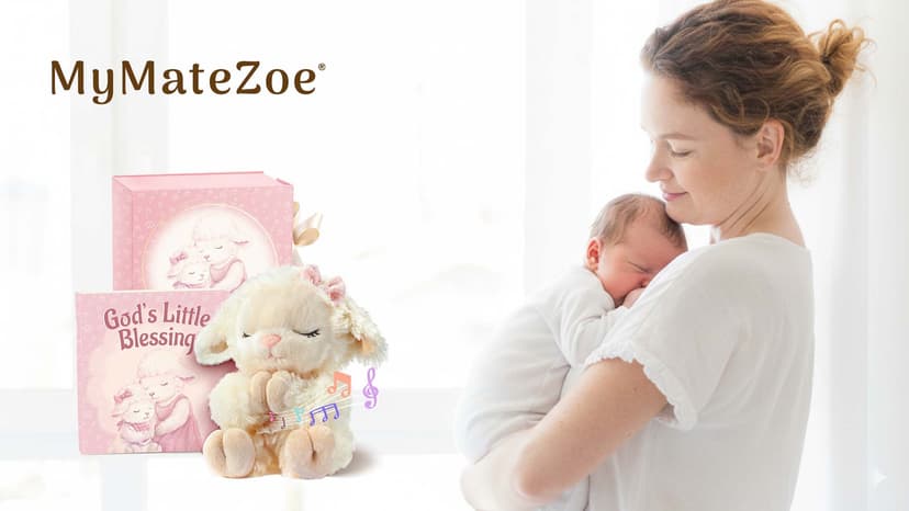 Baptism Gifts for Girl, Catholic Christening, Baby Dedication & Baptismal Gift Set for Baby Girls & Kids - with 9" Musical Praying Lamb Plush Toy & God's Little Blessing Book in Keepsake Box