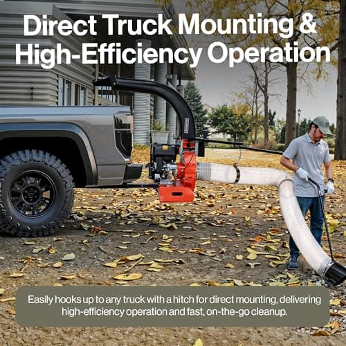 SuperHandy Truck Loader Leaf Vacuum – 15HP Electric Start Engine, Serrated Metal Impeller, Hitch or Tailgate Mount, Commercial Debris Vacuum for Lawn & Landscape Cleanup