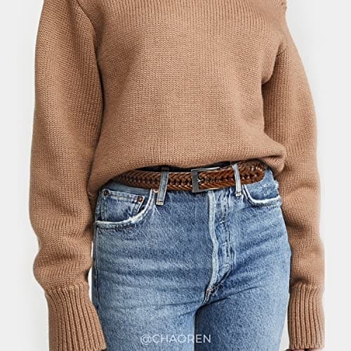 CHAOREN Leather Braided Belts for Men - 1 1/8" Mens Casual Woven Leather Belt for Dress Pant