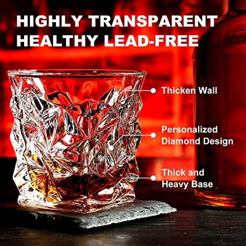 Wooden Whiskey Glass Gifts For Men - Charred Wood Bourbon Whiskey Glasses, Perfect for Men Who Have Everything, Gift for Dad or Boyfriend on Father's Day, Birthday, Christmas, Thanksgiving (2 Pack)