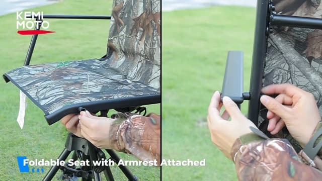 KEMIMOTO Hunting Blind Chair 360 Degree Silent Swivel, 300 Lbs Height Adjustable Quick Folding Portable Comfortable Hunting Deer Fishing Ground Chair