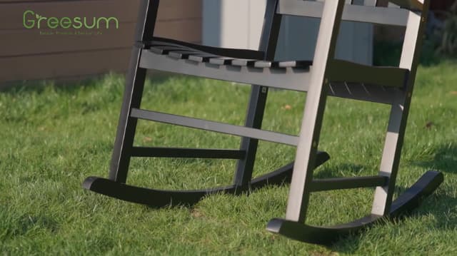 Greesum 2 Piece Acacia Rocking Chairs,Outdoor Bistro Furniture Set Pure Wood Framed for Porch, Lawn Garden, Deck,Brown