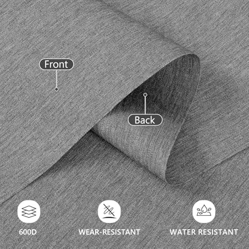 Waterproof Canvas Fabric by The Yard, 58inch 600D Upholstery Fabric Polyester Material Outdoor Water Resistant Material for Sewing Chair Patio Cushion Bag Sofa Seat Repair, 1 Yard Flaxen Grey