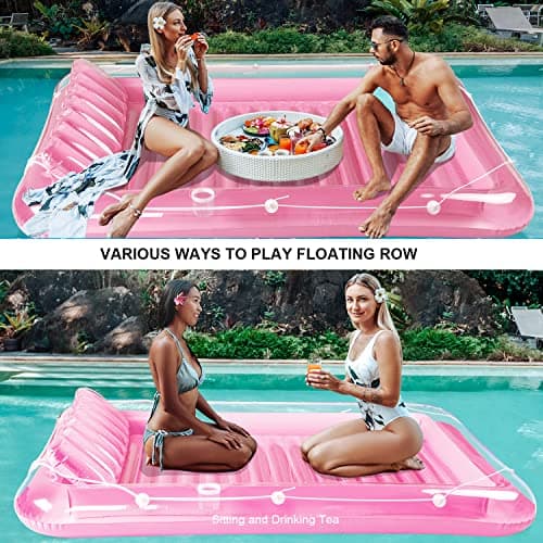Inflatable Pool Floats Lounger for Adults, Blow Up Tanning Pool Raft Sun Tan Tub with Inflatable Pillow for Family Outdoor, Garden, Backyard Summer Water Party (14+ Year Old)